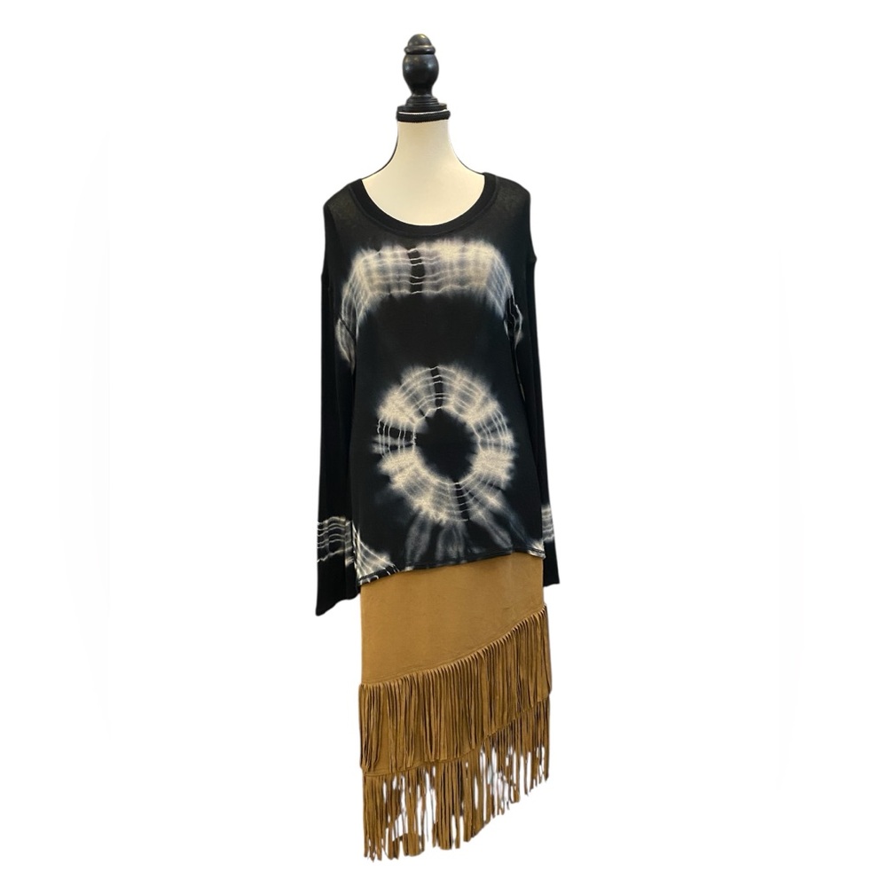 Vintage Havana Black and Gray Tie-Dye Top EUC, Size M/L Boho Gypsy Festival